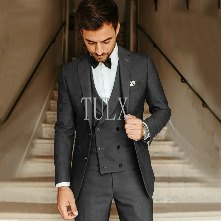 Male Suit Army Green Groom Tuxedos Party Suit - Image 4