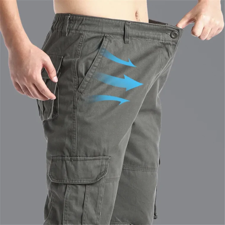Elastic Waist Pure Cotton Casual Work Pants - Image 6