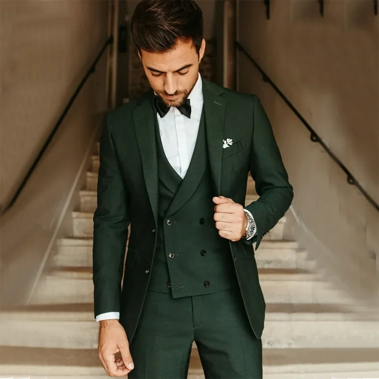 Male Suit Army Green Groom Tuxedos Party Suit