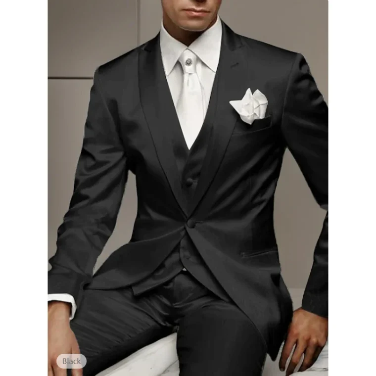 White Satin Best Men Wedding Suits - Image 2